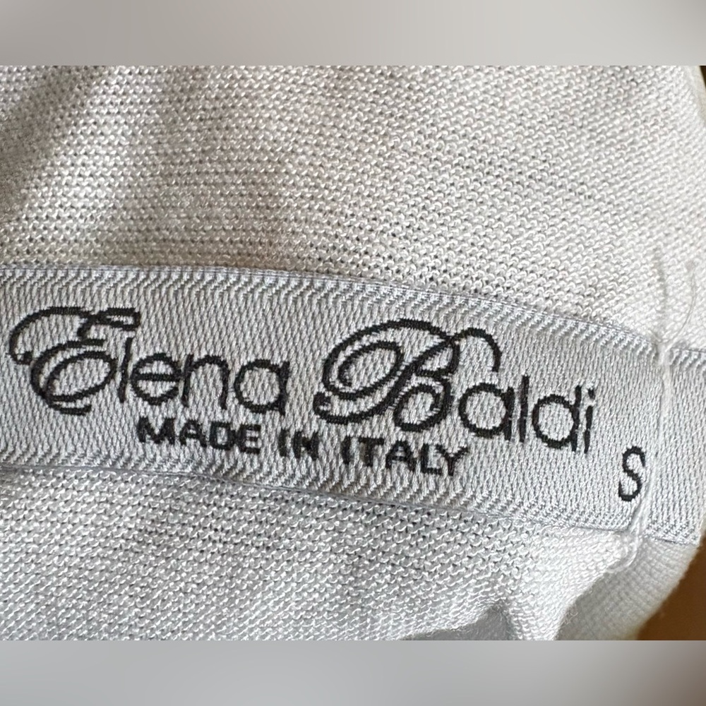 Elana Baldi Italy semi sheer Silk overlay Feather Print Tunic built in lining S - Picture 5 of 5
